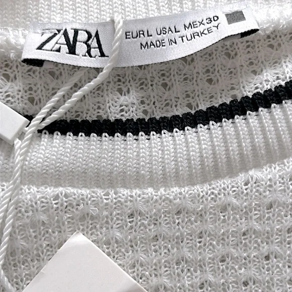 ZARA Sweater Vest NWT with Ruffles and black trim size L - Picture 5 of 5